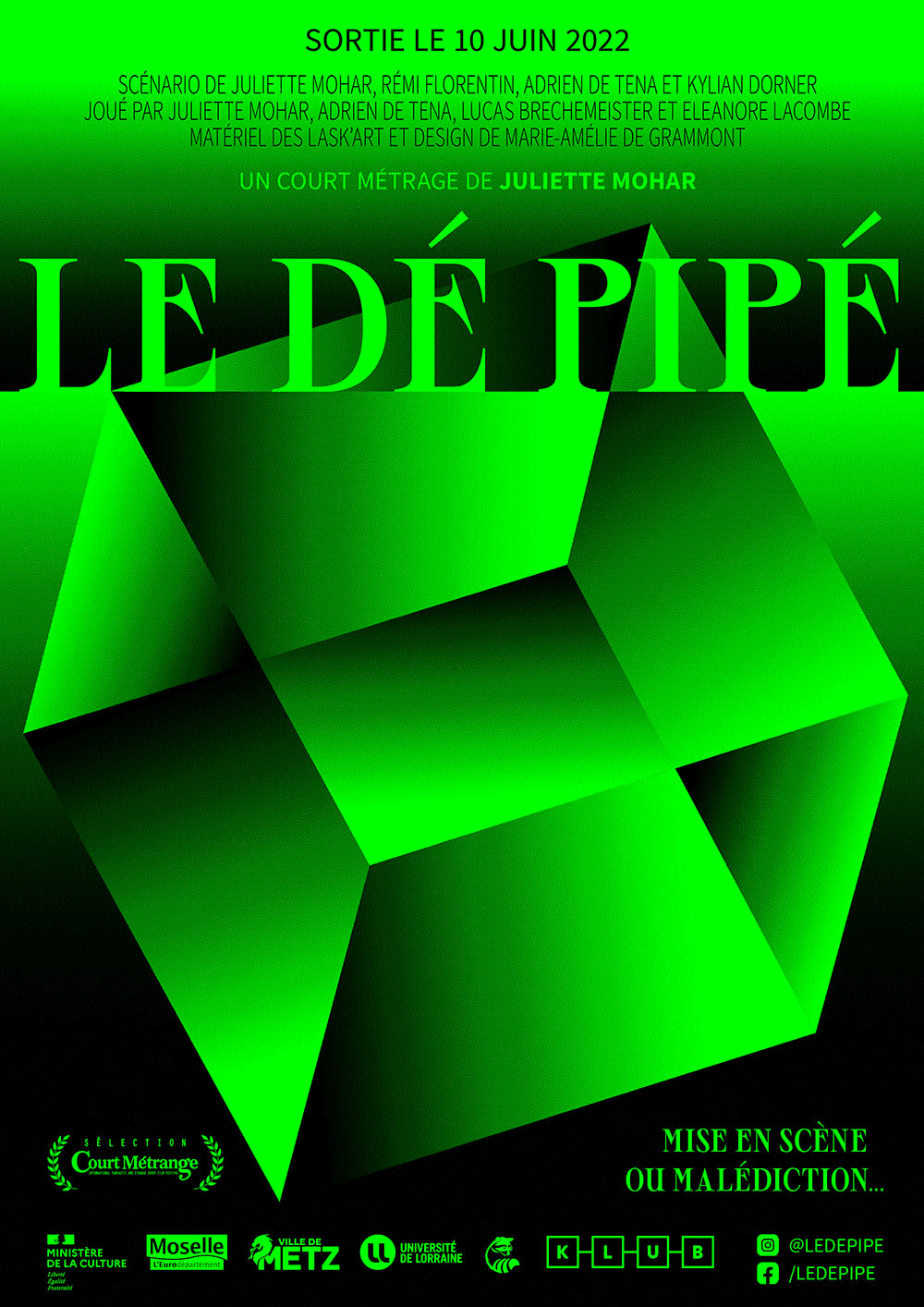 Affiche court métrage le dé pipé