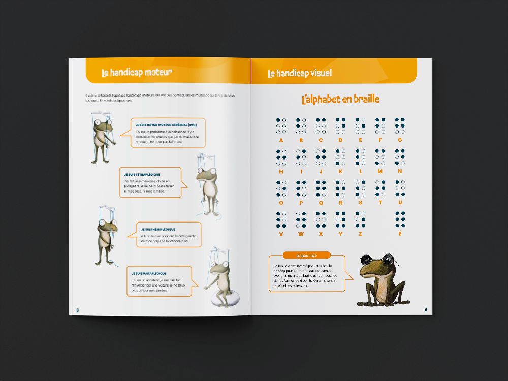 Mise en page intérieur cahier de l'élève APF France Handicap