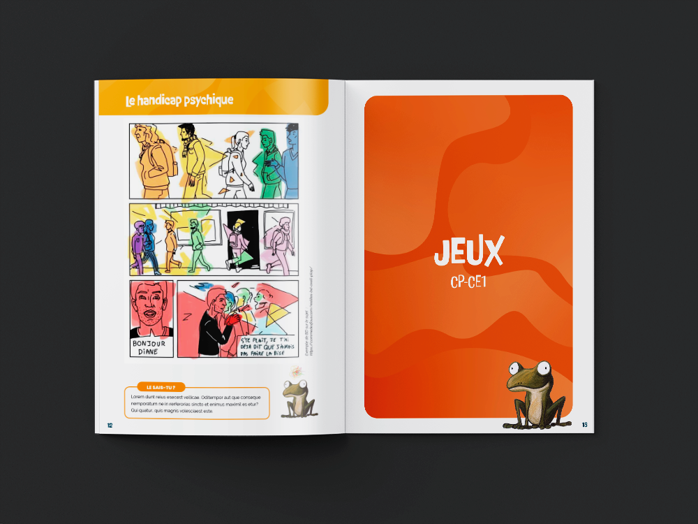 Mise en page intérieur cahier de l'élève APF France Handicap