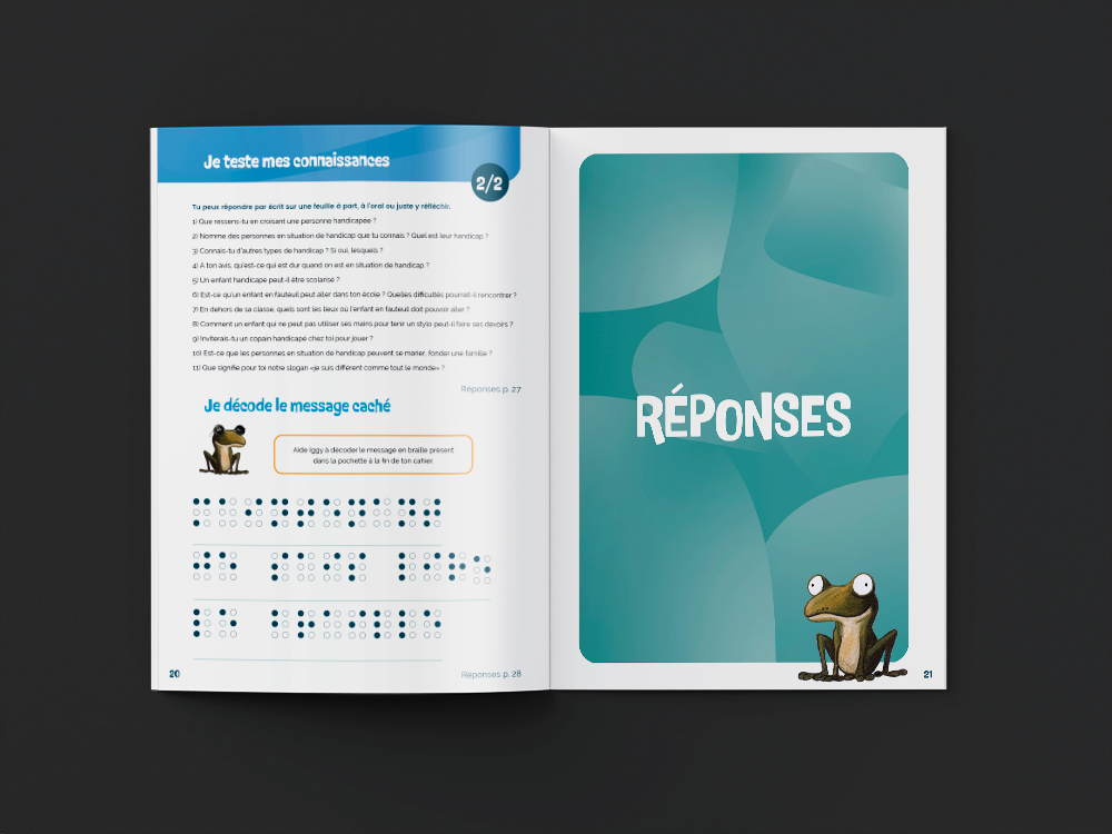 Mise en page intérieur cahier de l'élève APF France Handicap