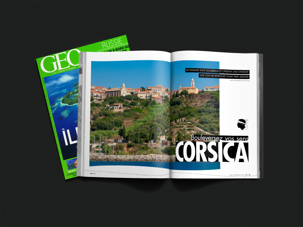 Mise en page intérieur édition spéciale GEO Corsica