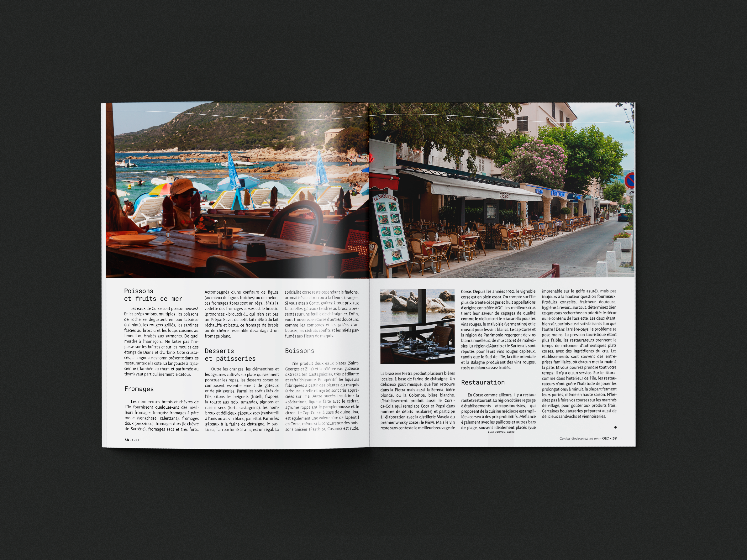 Mise en page intérieur édition spéciale GEO Corsica