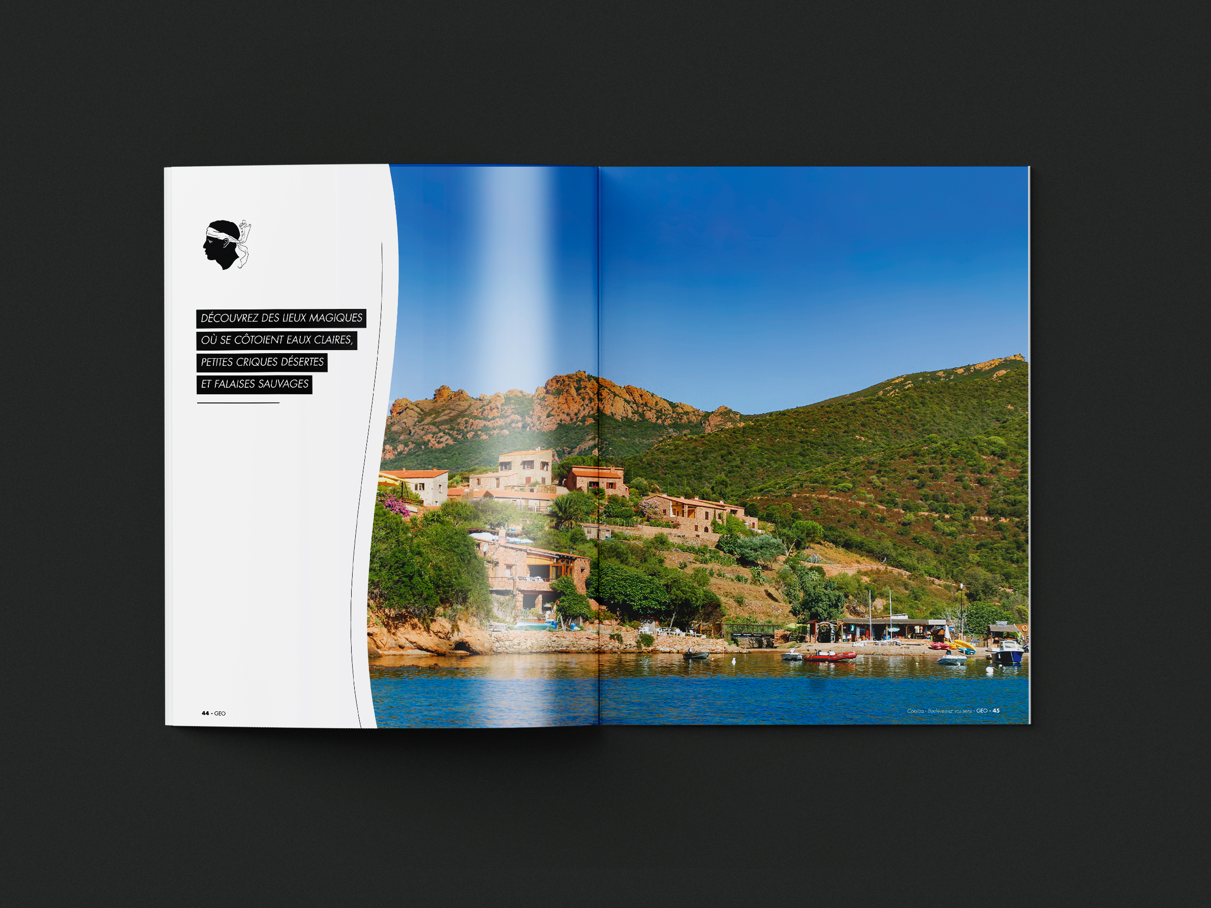 Mise en page intérieur édition spéciale GEO Corsica