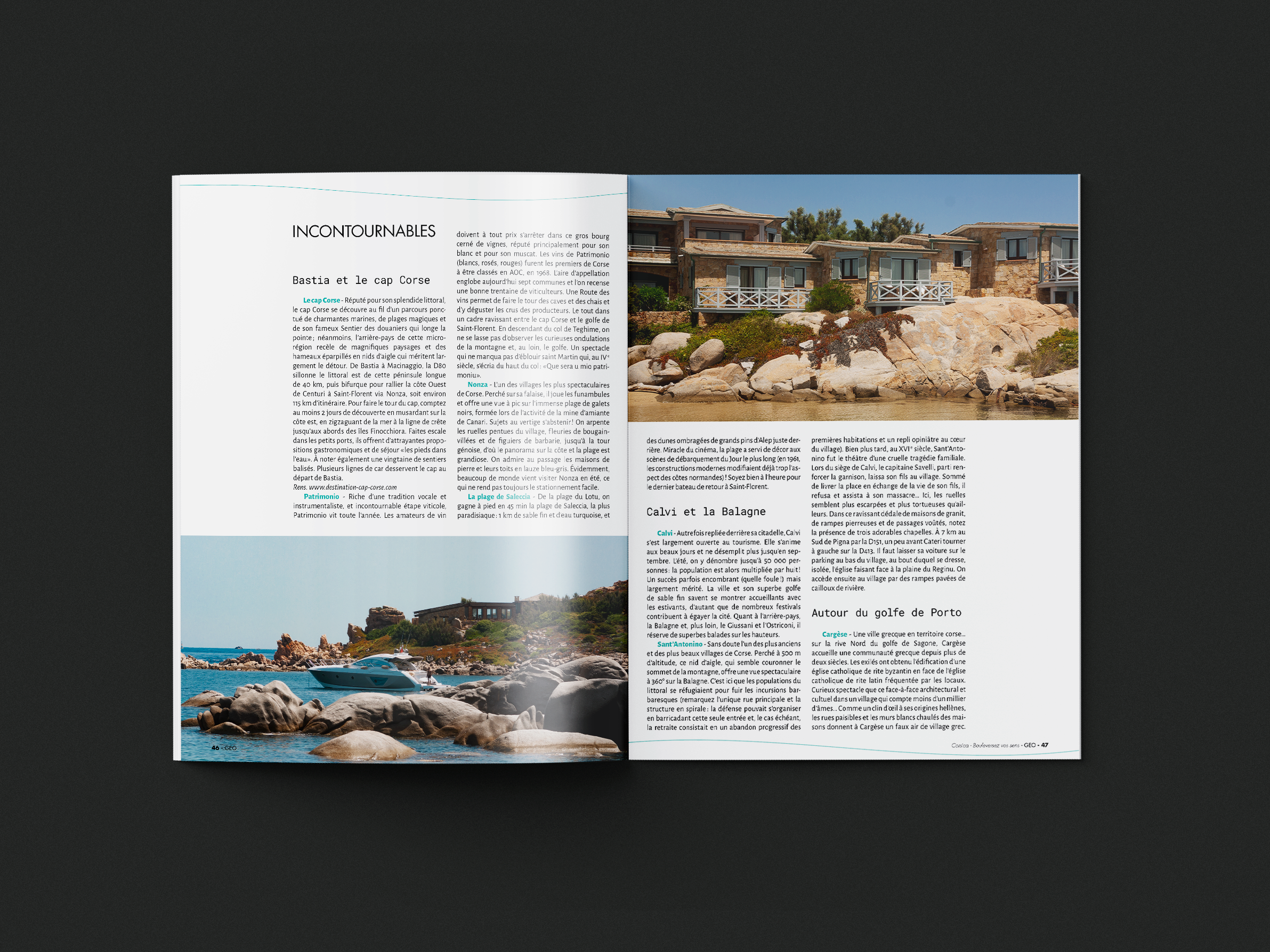 Mise en page intérieur édition spéciale GEO Corsica