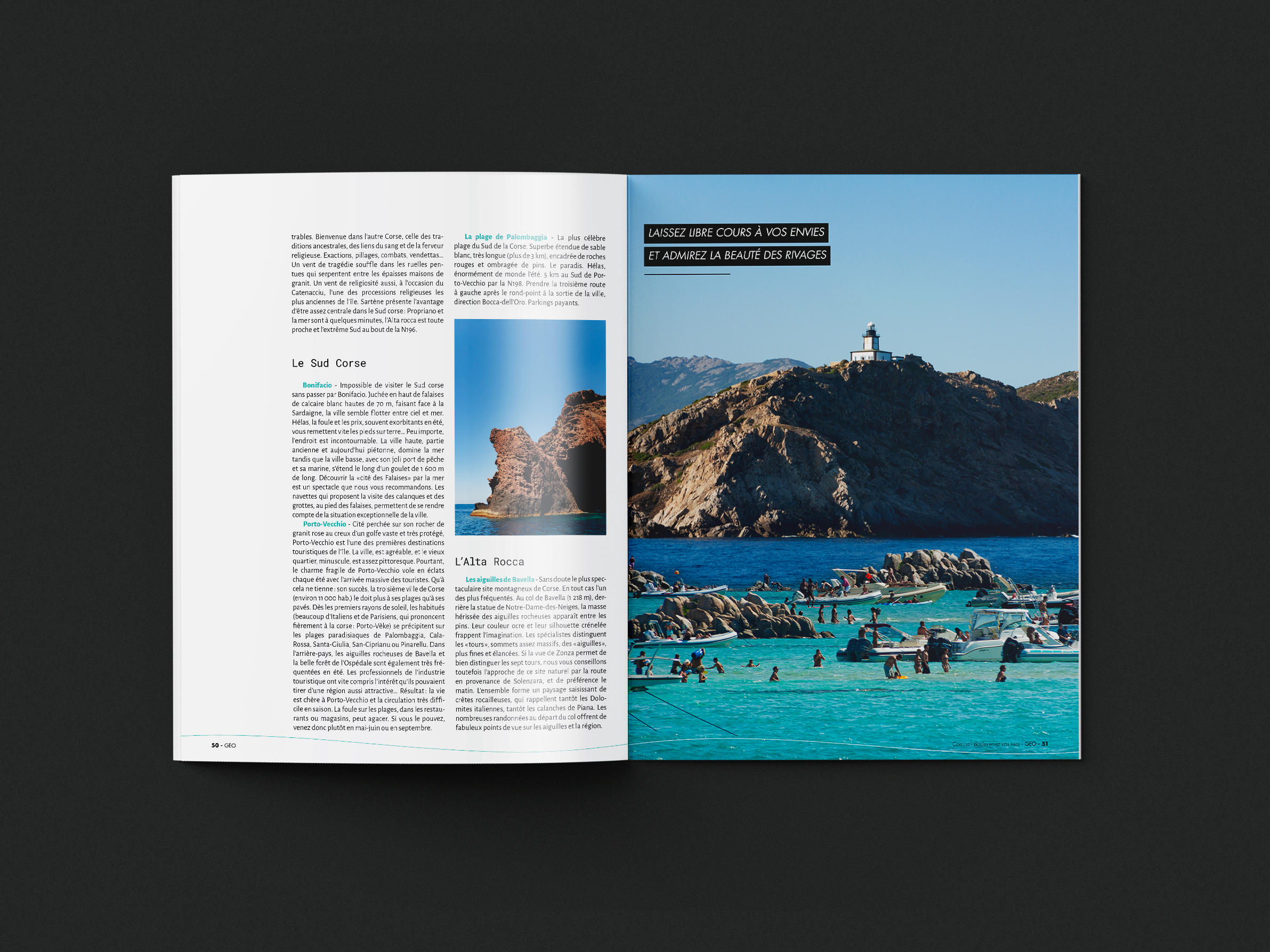 Mise en page intérieur édition spéciale GEO Corsica