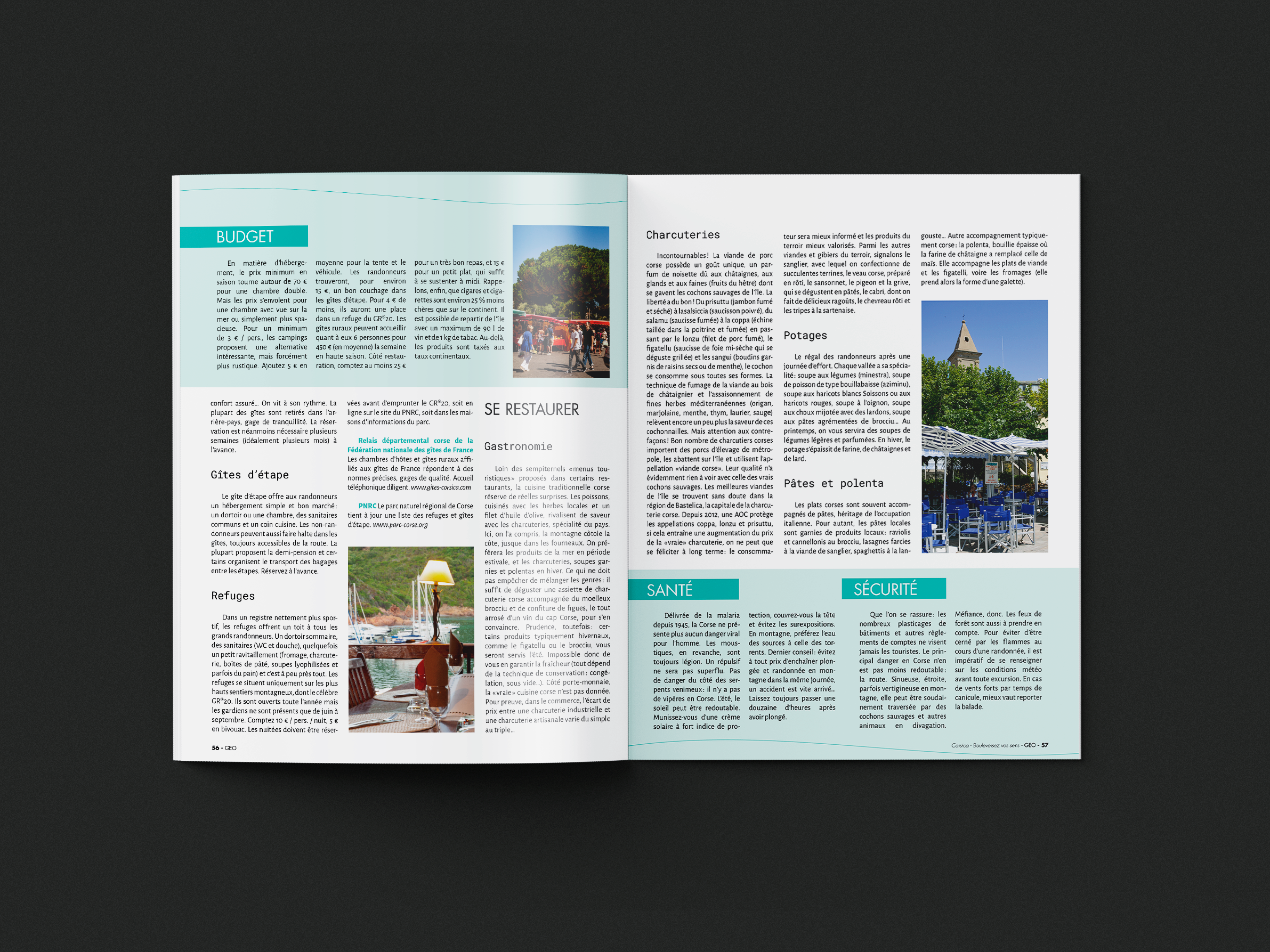 Mise en page intérieur édition spéciale GEO Corsica