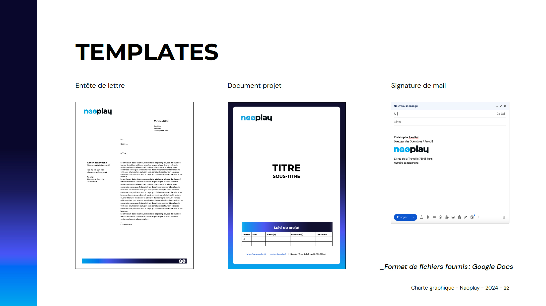 template google suite naoplay